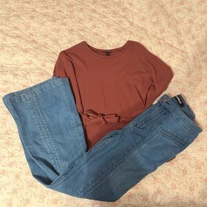 Express Rust Brown Belted Top